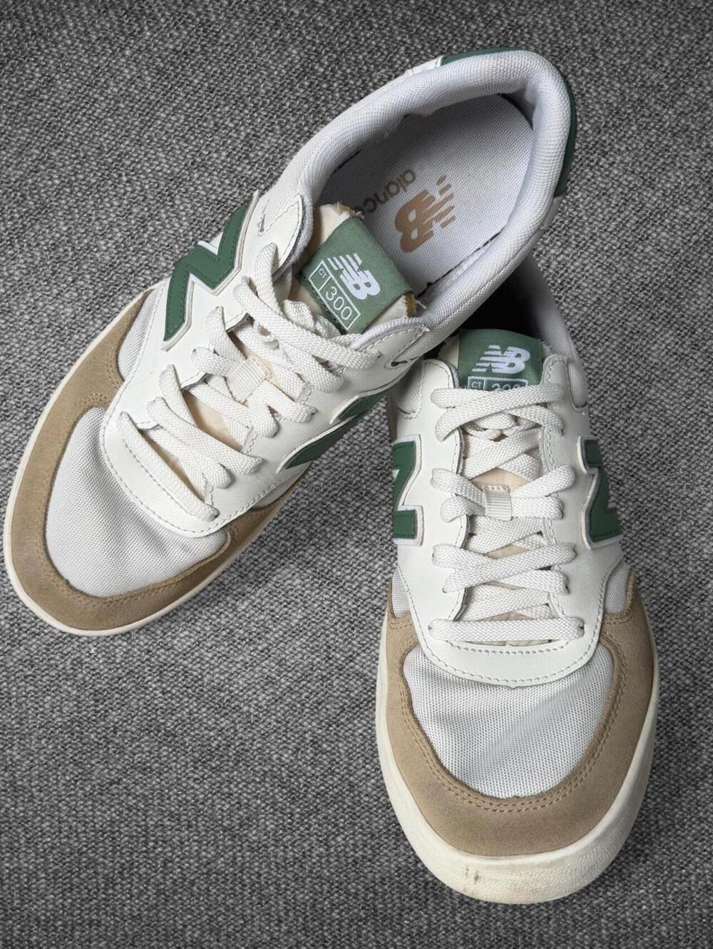 New Balance CT300 Court White Green Tan Sneakers 9.5